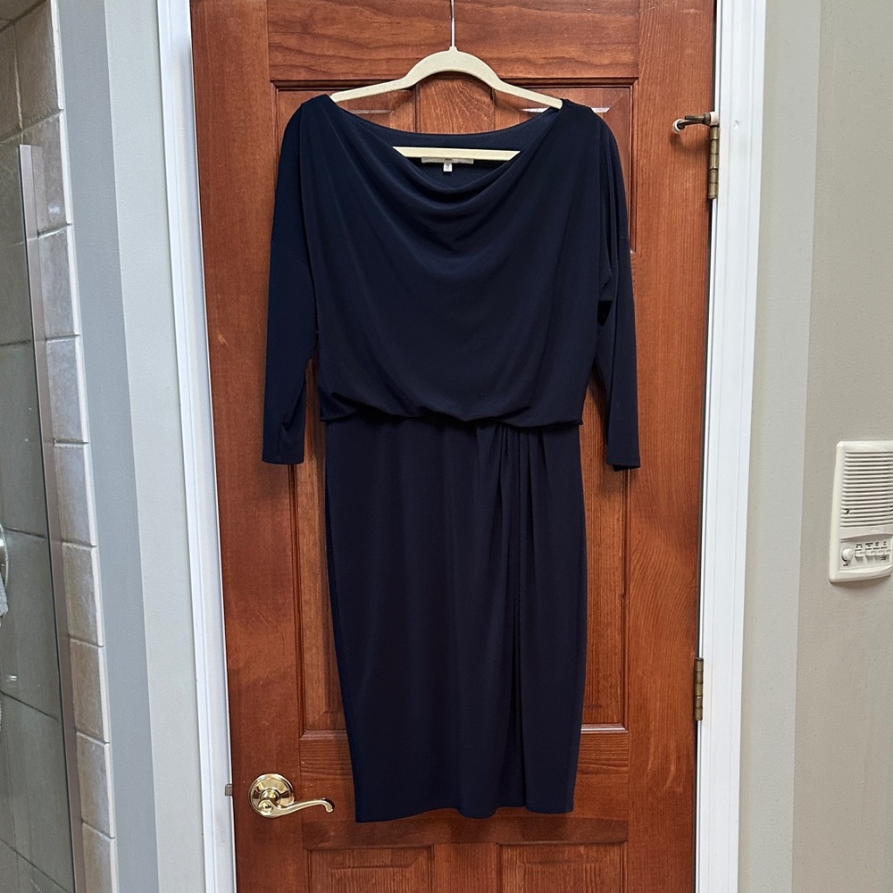 Evan Picone Size 10 Navy Long Sleeve Dress
